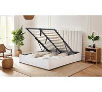 Lit coffre Giulia en velours beige + matelas Emeraude Maison Aubertin : 180 x 200 cm / avec matelas