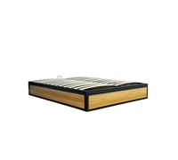 Lit Coffre Industriel JERSEY 140x190 cm Bois et Métal Sommier 24 Lattes