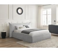 Lit coffre JADE Edition Limitée avec tête de lit effet oreiller tissu graphique 140x190 BOBOCHIC 140x190 Gris