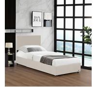 Lit coffre Juva rembourré avec velours côtelé 90 x 200 cm beige Corium