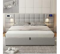 Lit coffre - LANGTU - LANGTU - 180x200 cm - Port USB & recharge sans fil - LED intégrée