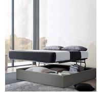 Lit Coffre Lounge 180 x 200 by Sampur | Gris | Grand Coffre de Rangement - Sommier à Lattes à Ouverture Horizontale - Design