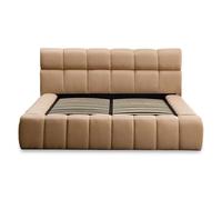 Lit Coffre Matelassé en Tissu Seth 140x190cm Beige