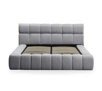 Lit Coffre Matelassé en Tissu Seth 140x190cm Gris Foncé