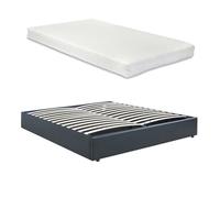 Lit coffre Nola avec matelas 180 x 200 cm simili noir