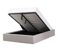 Lit coffre - OMYZ - STADA - 140x190 cm - Tissu beige - Sommier à lattes inclus