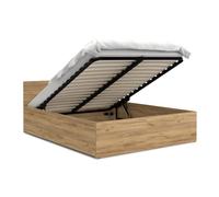 Lit coffre Paris 140 x 190 cm avec sommier à lattes relevable Chêne
