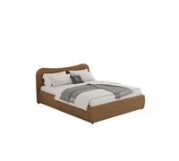 Plano lit coffre 160x200cm design arrondi velours côtelé marron