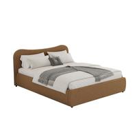 Plano lit coffre 160x200cm design arrondi velours côtelé marron