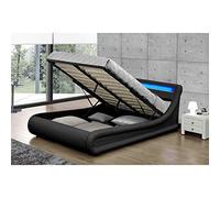 Concept Usine Lit coffre Portland avec LED et télécommande 140 x 190 cm Noir