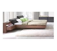 Lit coffre RENATO + sommier + tables de chevet intégrées avec LED, couchage 160x200 cm. Idéal pour votre chambre. Marron