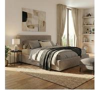 Lit coffre - SAMPUR - Versailles - Velours côtelé Gris - 90x190 cm - Coffre 900 L (Espace Rangement XXL)