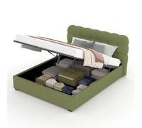 Lit coffre style nuage 140x190cm en velours vert DALLAS