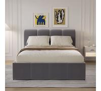 CONCEPT USINE | Lit Coffre 2 Places Baltimore 160x200 cm | Design Nuage Contemporain | Velours Gris Élégant | Sommier à Lattes Bois Inclus | Grand Coffre de Rangement | Style Moderne et Cocooning