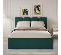 Concept Usine Lit coffre Baltimore – style nuage, LED, velours vert 160x200 cm