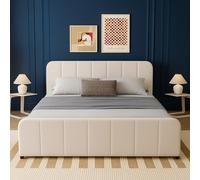 Concept Usine – Lit coffre Tampa 160x200 cm velours beige – Sommier inclus, tête matelassée