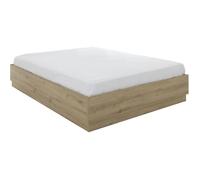 Lit coffre - TIDY - 140 x 190 cm - Chêne / Ecru - Sommier inclus - GAMI