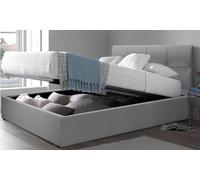 Lit coffre Venise Simili cuir matelas Cosmos en option : 140 x 190 cm / Gris / Sans matelas