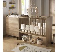 Sauthon Lit combiné Mokka – Évolutif et réversible 60 x 120 cm Marron