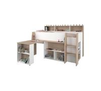 PARISOT Lit combiné enfant avec bureau rétractable Décor et chene 90 200 cm Sommier G