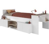 Lit Combiné Enfant Cloe, 90 x 200 cm, Avec Rangement et Bureau,Reproduction Blanc et Chêne, PARISOT
