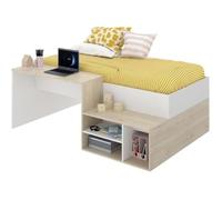 Lit enfant combiné - chêne naturel et blanc - 90x190 cm - KRIC