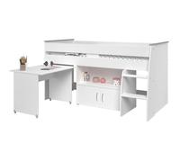 Lit combiné enfant PARISOT ZOLA - Blanc - 90x200 cm - Sommier inclus