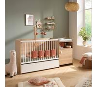Lit Combiné Évolutif En Décor Bois Avec Commode À Langer 1 Porte - Up Marron 60X120
