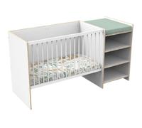 Baby Price Lit combiné First 120x60 cm transformable 90x190 cm avec étagères blanc chant bois