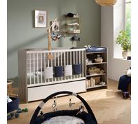 BABY PRICE UP Lit combiné 120x60 cm - Transformable en 90x190 - Avec étagères -Reproduction chêne silex