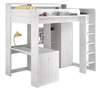 Lit combiné mezzanine enfant PARISOT Lena Pin Petterson Sommier inclus 90 200 cm Gris Gris G