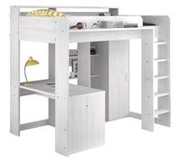 Lit combiné mezzanine enfant PARISOT Lena - Pin Petterson - Sommier inclus - 90 x 200 cm