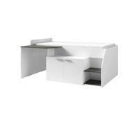 Lit Combiné ZOLA avec Bureau - Coloris Blanc Satin et Gris - 204 x 90 x 135 cm
