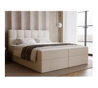 Lit complet - avec matelas - lit adulte - velours - beige - Maison 160x200