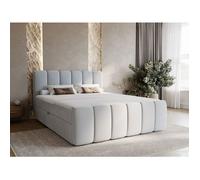 Lit complet - avec matelas - lit adulte - velours - gris clair - Cloud 160x200