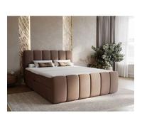 Lit complet - avec matelas - lit adulte - velours - marron - Cloud 160x200