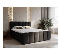 Lit complet - avec matelas - lit adulte - velours - noir - Cloud 160x200