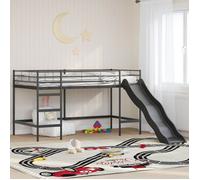 Lit complet - meuble et sommier et matelas Vidaxl Lit superposé pour enfants avec toboggan Noir et anthracite