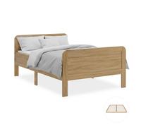 Lit Confort 120x200 cm Naturel | Lit senior réglable en hauteur avec sommier | Lit double | Bois