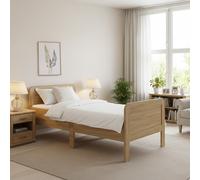Lit confortable 100x200 Lit Seniors Hauteur réglable en bois Chêne Homestyle4u