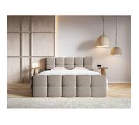 Lit continental - SELSEY - CLOUDY - 180x200 cm - bouclette gris-beige - rangement