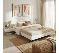 Lit COOL 140x190 cm + 2 chevets + sommier / Blanc