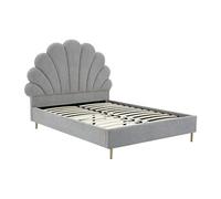 Lit coquillage 160 x 200 cm - Tissu - Gris clair - LIVAYA