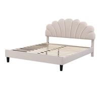 Habitat et Jardin Lit Coquillage en Velours Manon - Beige - 160 x 200 cm