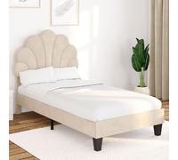 IDMarket - Lit Simple Coquillage 90 x 190 cm Amanda avec sommier Velours Beige