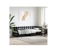 vidaXL Lit coulissant sans matelas noir 2x(90x190) cm Bois massif