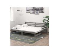 Lit coulissant 2x(90x200) cm Gris Bois de pin massif