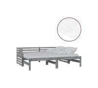 Lit coulissant 2x(90x200) cm Gris Bois de pin massif