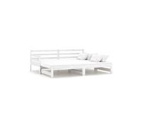 Lit coulissant Blanc Bois de pin massif 2x(90x200) cm