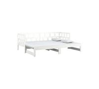 Lit coulissant Blanc Bois de pin solide 2x(90x190) cm
